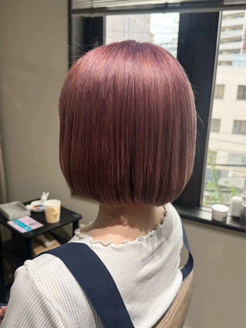 ショート 切りっぱなしボブ ピンクラベンダー ボブ ヘアカラー 25日空き◎髪質改善 misatoのヘアスタイル