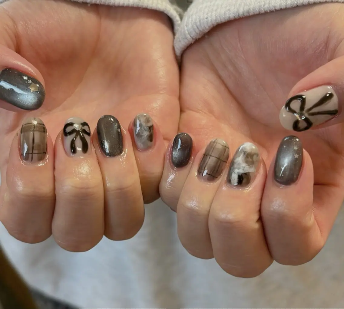 ネイル ジェルネイル キラキラネイル マグネットネイル ニュアンスネイル オフィスネイル ハンドネイル tamu nail 　金町のネイルデザイン