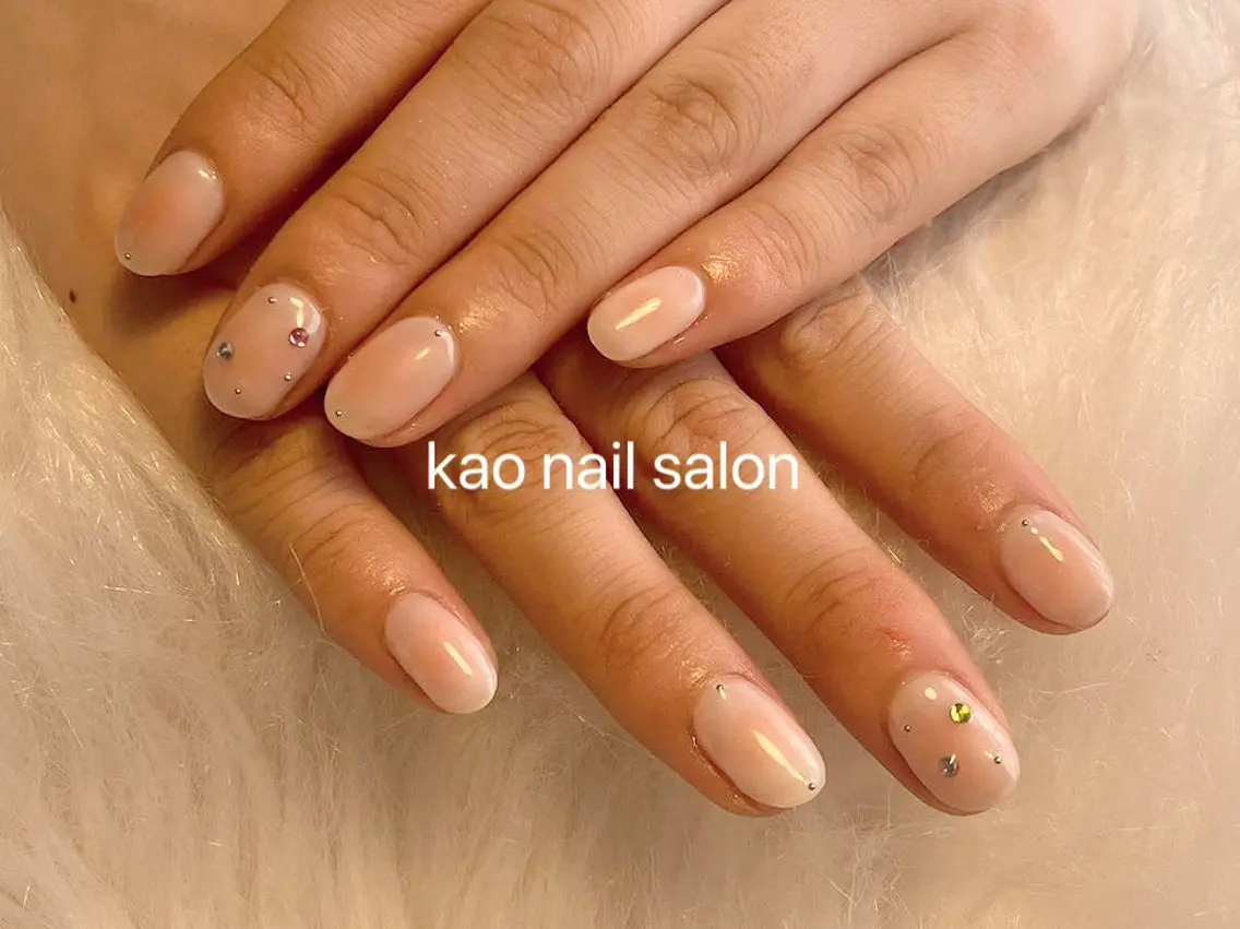 ネイル チークネイル 長さ出し フレンチネイル ジェルネイル 韓国ネイル ハンドネイル kao nail マグネット/長さだしのネイルデザイン