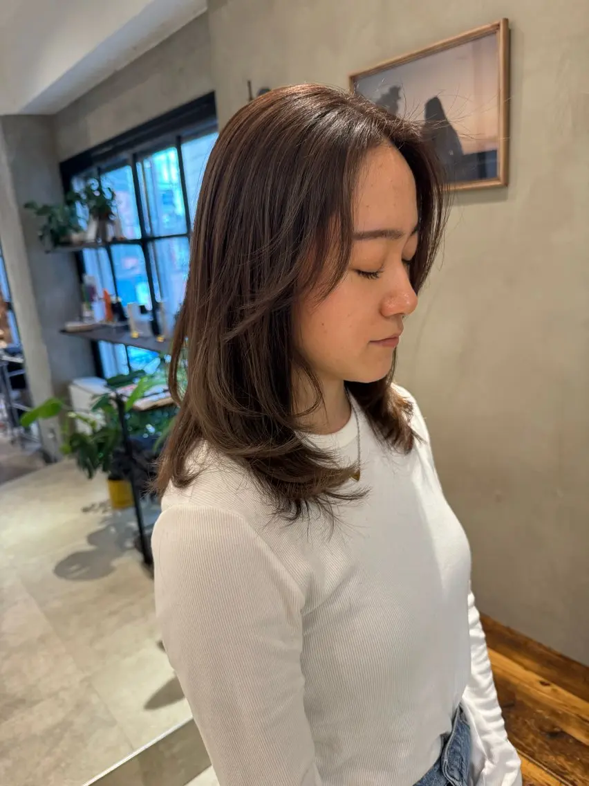 セミロング ヘアカラー トリートメント 新宿/顔周りカット +レイヤー=しずく♩のヘアスタイル