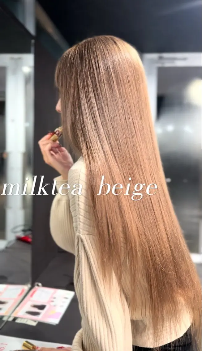 カラー ベージュカラー ブリーチ ミルクティーベージュ 五味 亜有里のヘアスタイル