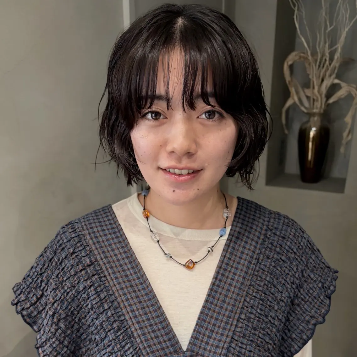 ショート パーマ 顔まわりレイヤー レイヤーカット カット パーマ なな/ICI/レイヤ ーパーマ/上前津のヘアスタイル