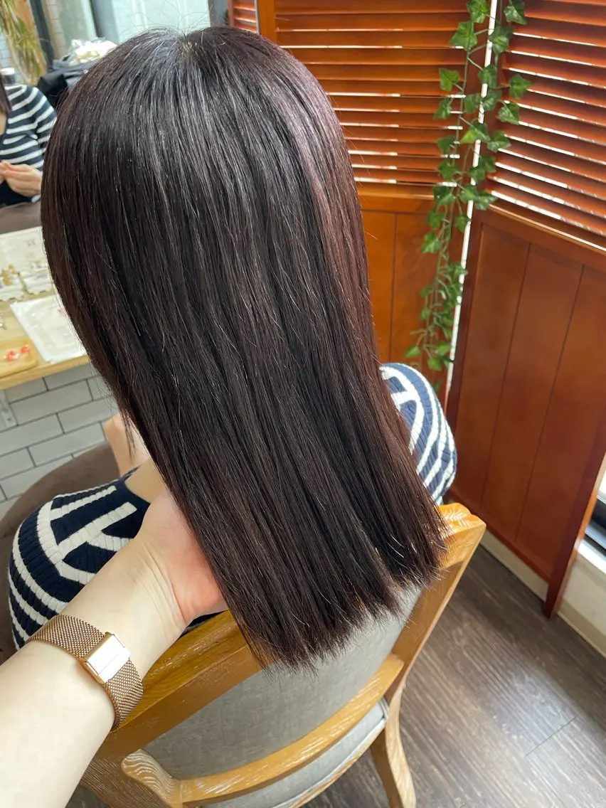 ミディアム カラー ブリーチ レッドカラー 髪質改善カラー💛 NANOHAのヘアスタイル