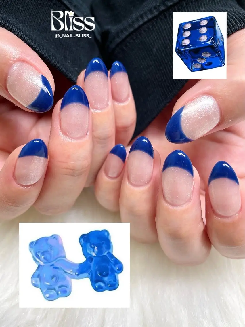 ネイル ブルー フレンチネイル ハンドネイル NAIL BLISSのネイルデザイン