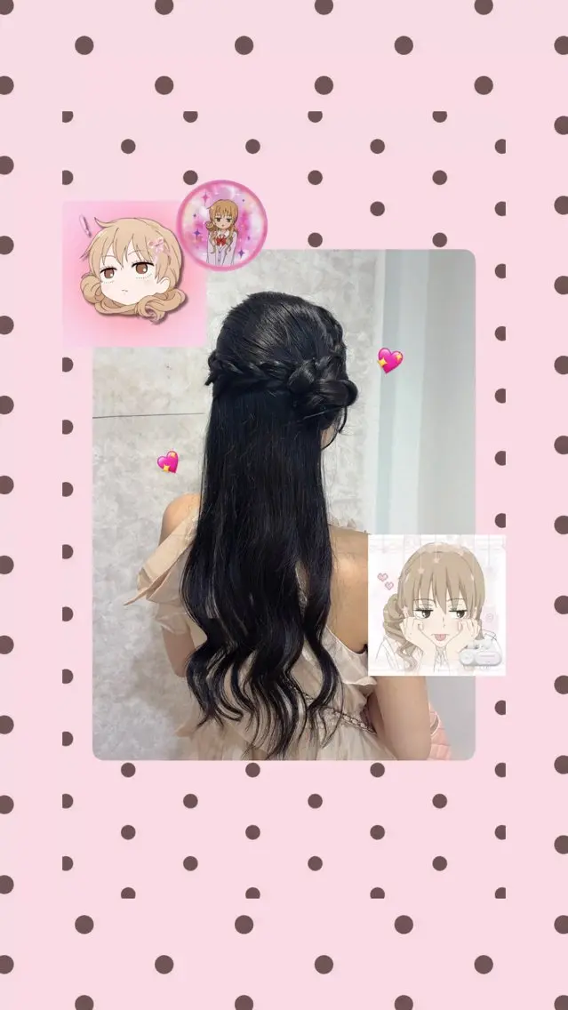 セミロング ヘアアレンジ ヘアセット SHION🍒ྀི/ ヘアメ/ピンクカラーのヘアスタイル
