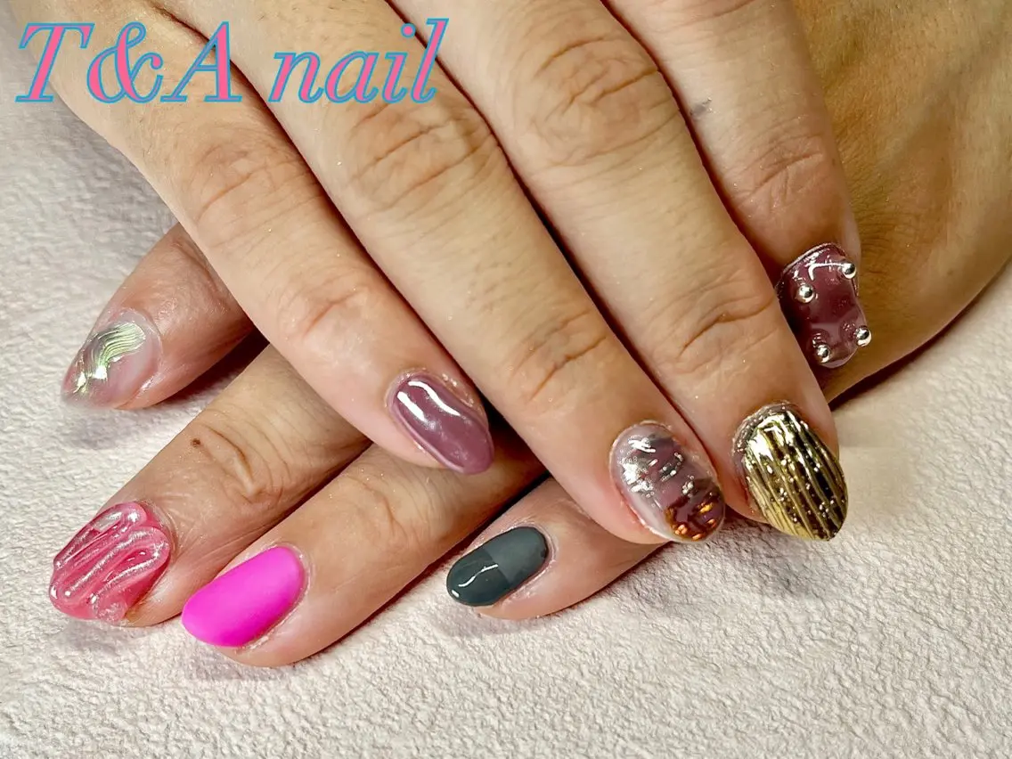 ネイル 長さ出し ジェルネイル ニュアンスネイル スカルプネイル 夏ネイル T&A nailのネイルデザイン