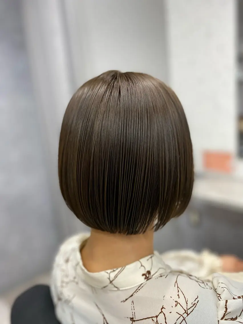 ショート 切りっぱなしボブ ボブ 髪質改善 外ハネヘア 縮毛矯正 カット ヘアカラー トリートメント ✨髪質改善＆ボブ✨ 近藤 凌のヘアスタイル