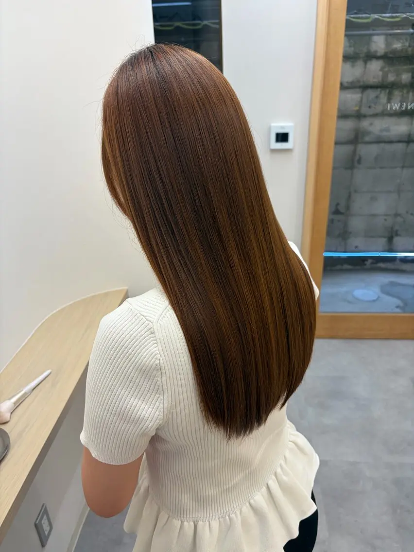 セミロング 髪質改善 トリートメント ヘアカラー トリートメント とき/髪質改善/透明 感カラー☘️のヘアスタイル