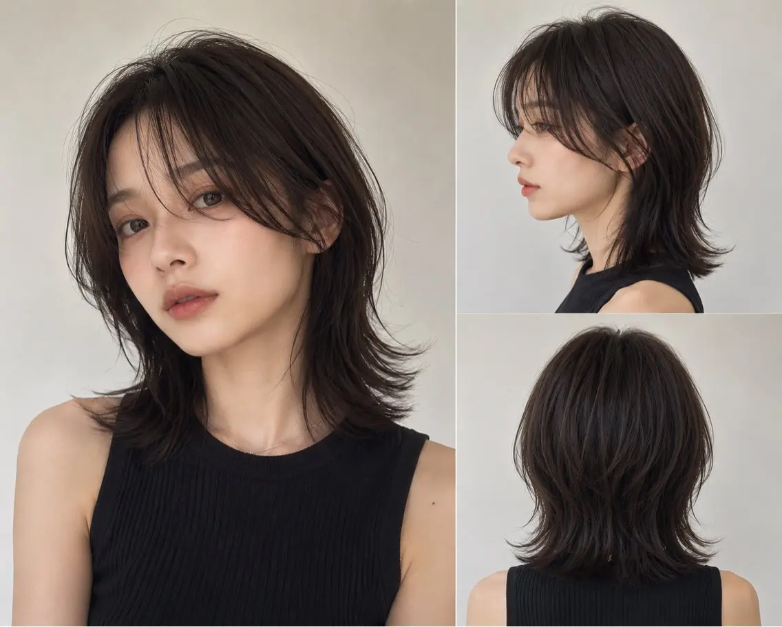 ミディアム カット 佐々木 恵のヘアスタイル