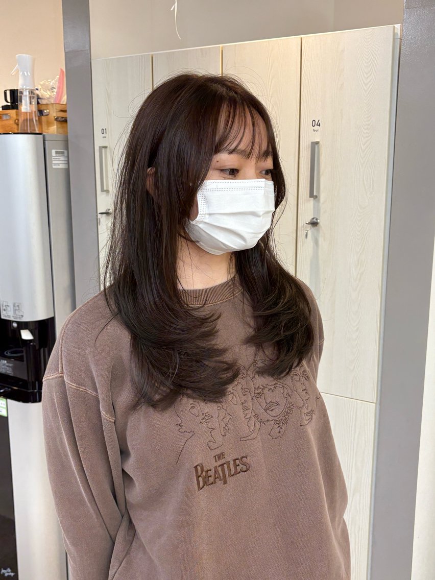 ロング ハッシュカット レイヤーカット カット ヘアカラー トリートメント レイヤー/縮毛/山中 拓也のヘアスタイル