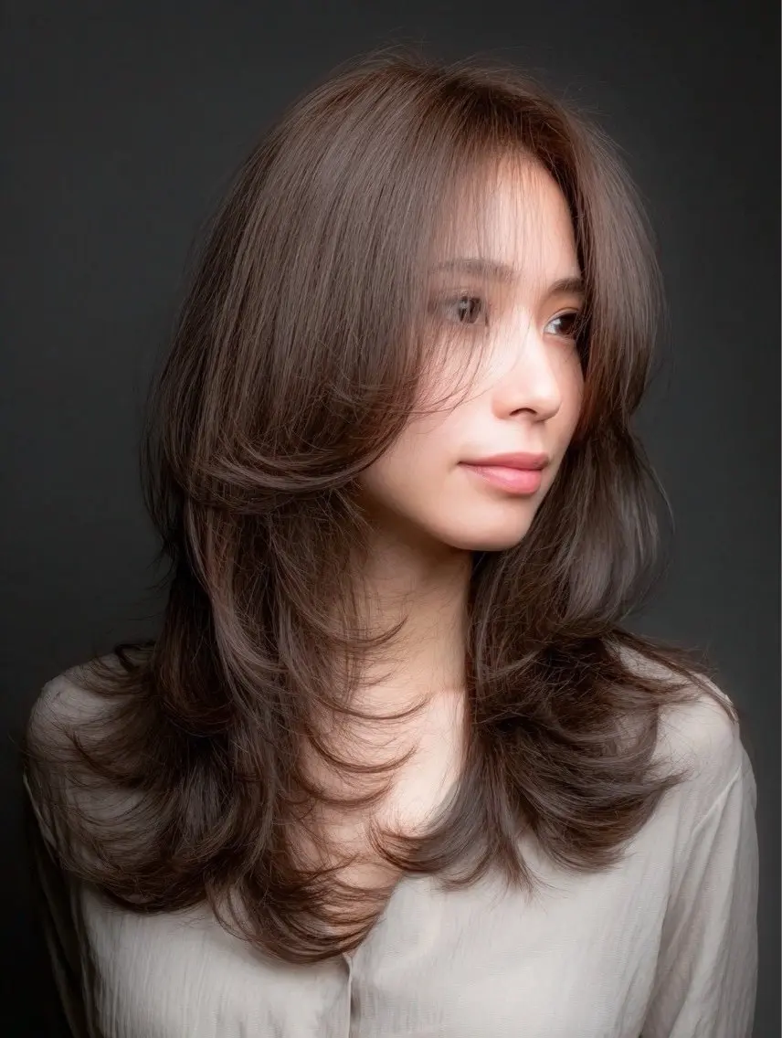 ロング カラー ヘアカラー 🍒モテ暖色カラー × うる艶✧ ゆなのヘアスタイル