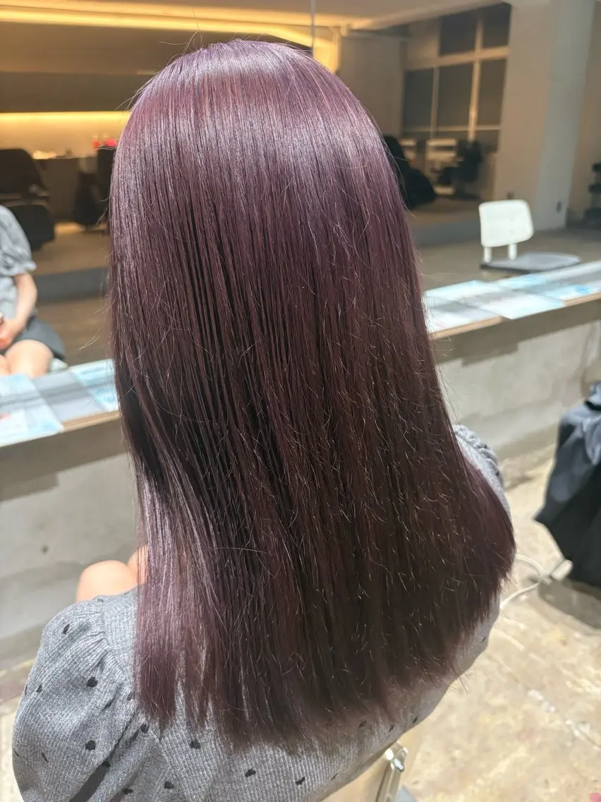 セミロング カラー ブリーチ ハイトーンカラー ラベンダーカラー ピンクカラー ヘアカラー 玉置七海✨ ／透明感／髪質改善のヘアスタイル