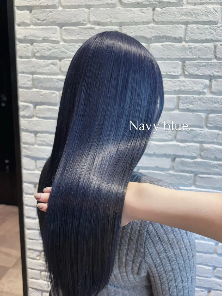 ロング カラー ブルーカラー 透明感カラー ネイビーカラー ヘアカラー トリートメント 🫧寒色カラー/透明 感ブラック/Risaのヘアスタイル