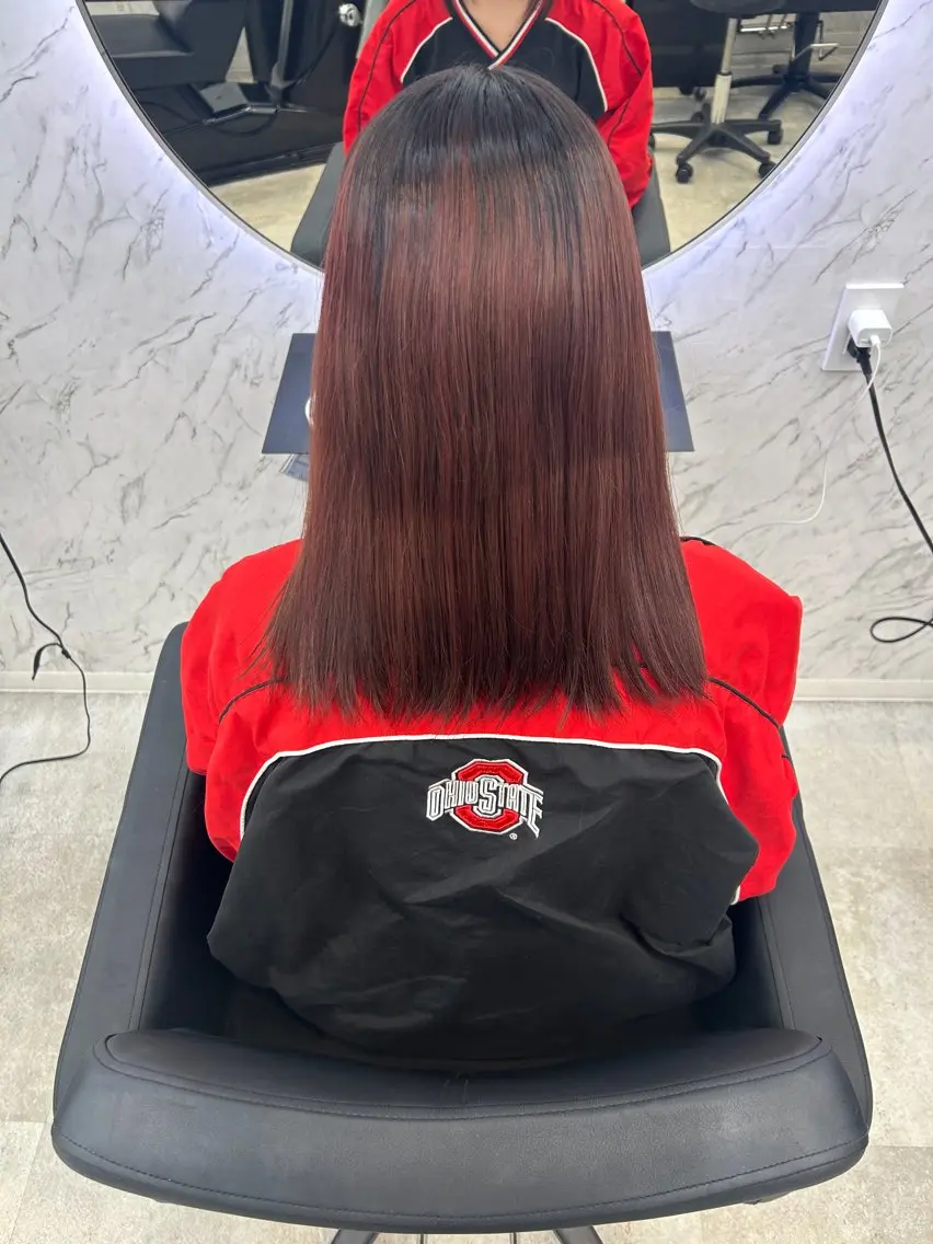 セミロング カラー レッドカラー ヘアカラー トリートメント カット¥1100 ✂️MIUのヘアスタイル