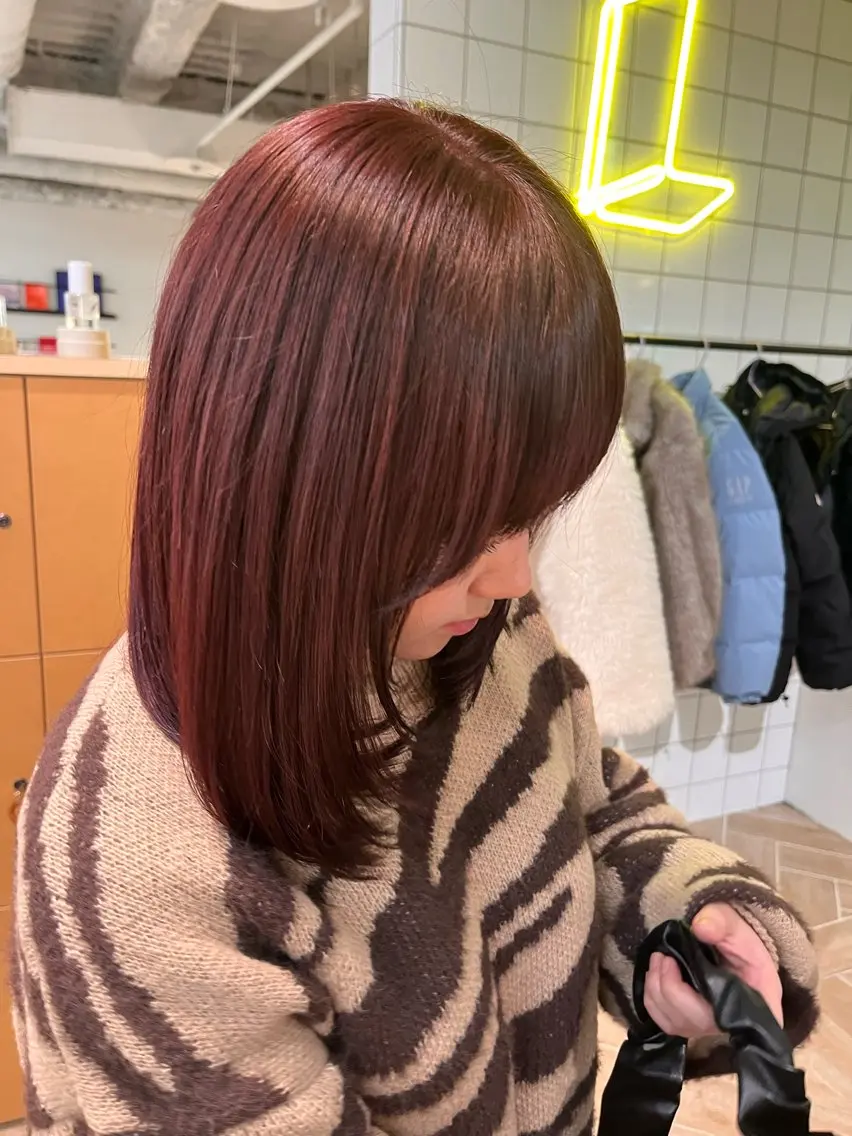 ミディアム カラー ヘアカラー トリートメント 縮毛/パーマ/カラー LUVISM佐藤里咲のヘアスタイル