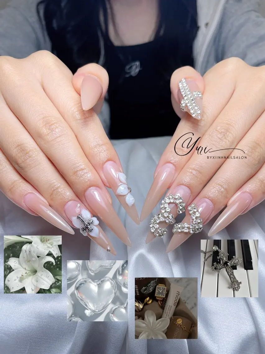 ネイル 長さ出し ガーリー 韓国ネイル 持ち込み ワンホンネイル ハンドネイル YURI NAILのネイルデザイン