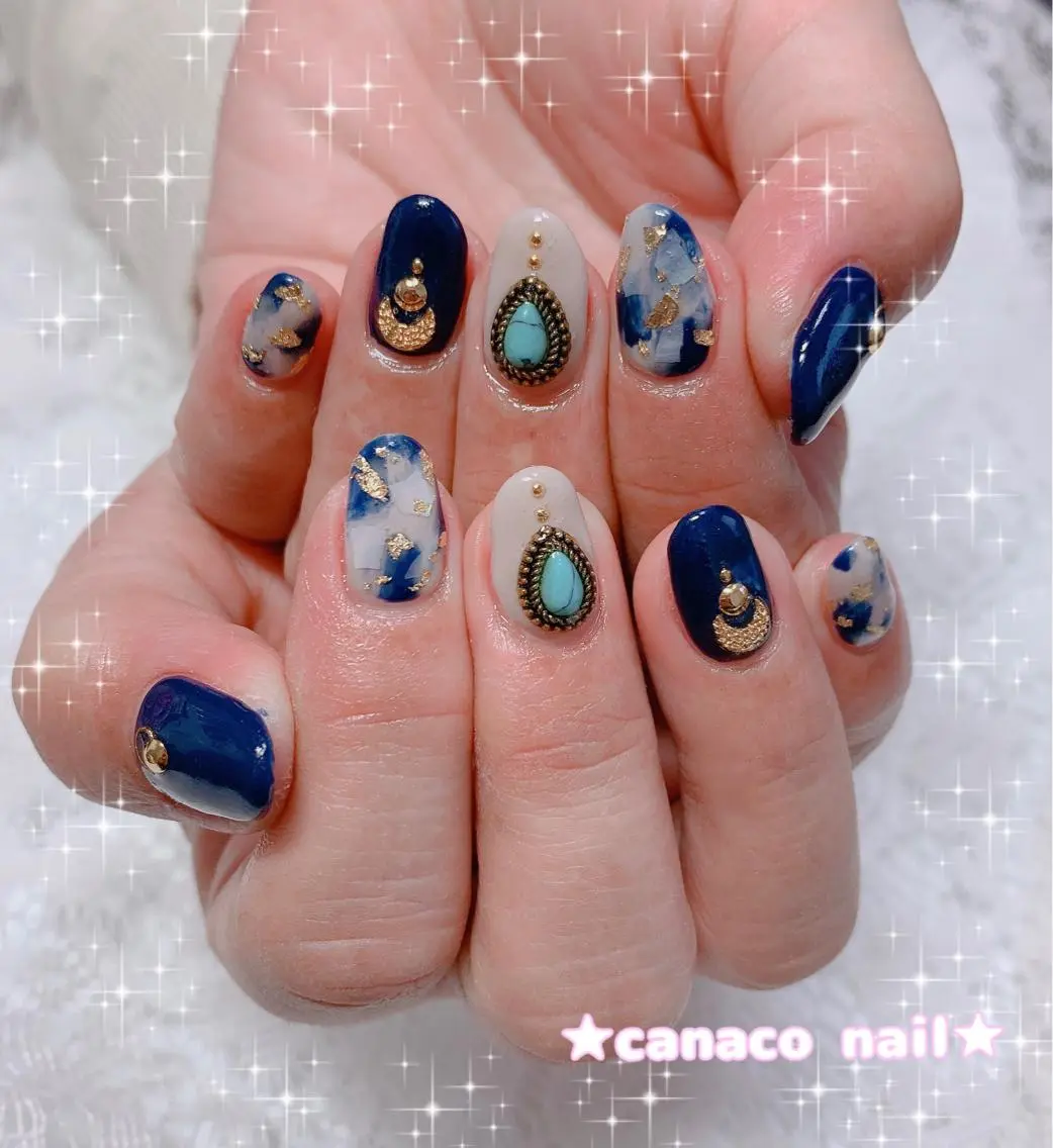 ネイル 大理石ネイル(マーブル) ベテランネイル cnc  nailのネイルデザイン