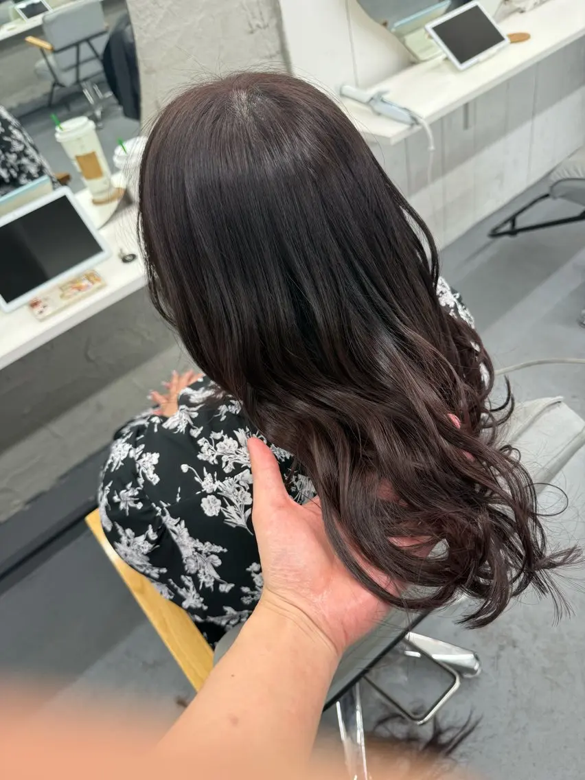 ロング ピンクブラウン カット ヘアカラー だいち/柏/ 矯正/髪質改善のヘアスタイル