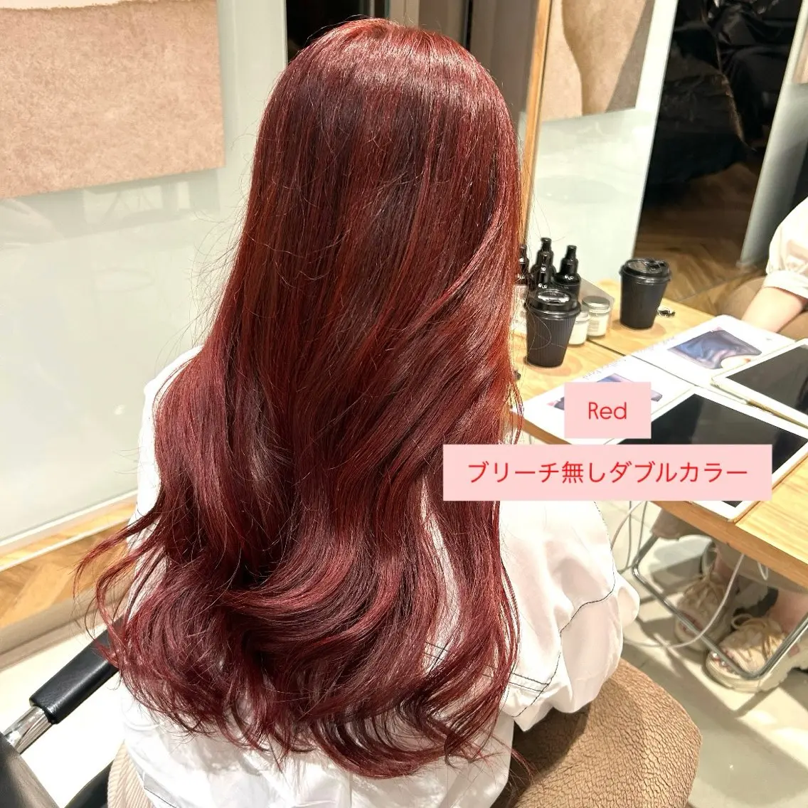 カラー ブリーチ ダブルカラー ブリーチなしカラー レッドカラー 縮毛矯正 ヘアカラー サラ艶/韓国ヘア ︎🌟璃奈 (ﾘﾅ)のヘアスタイル