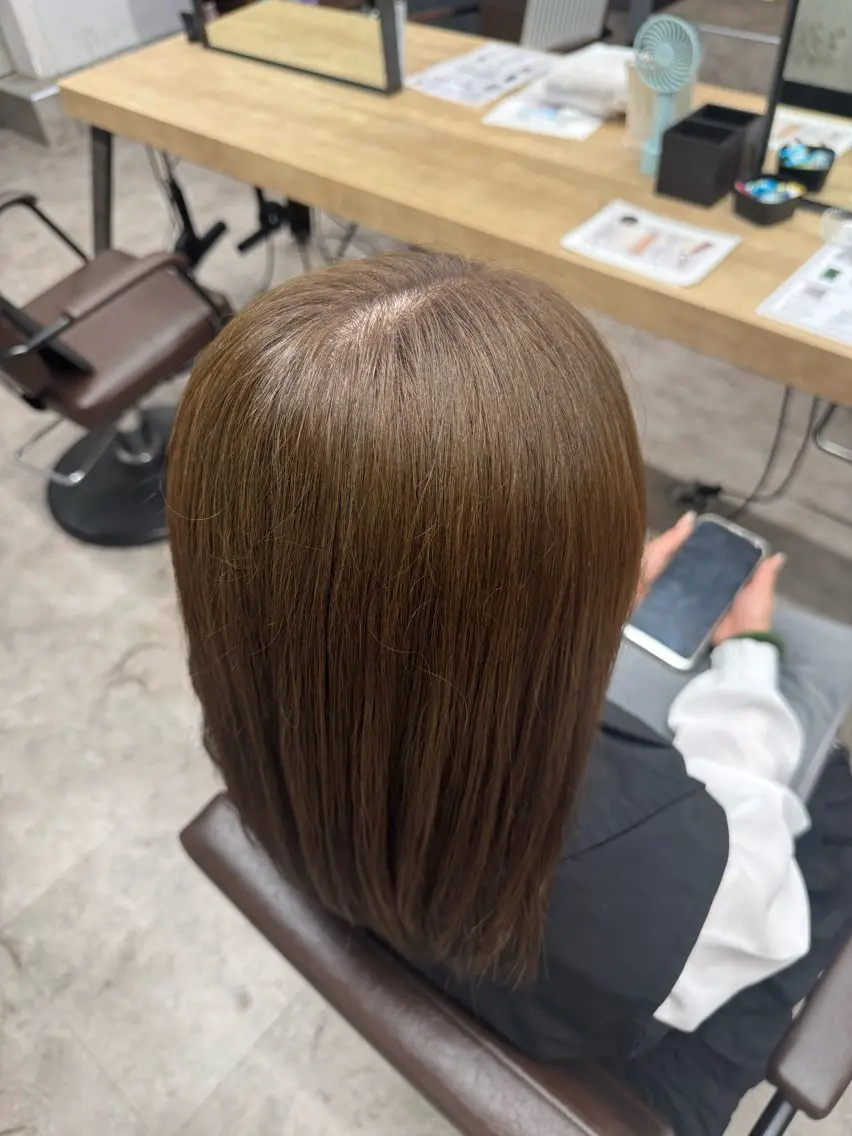 セミロング カラー ヘアアレンジ ベージュカラー ダブルカラー オリーブベージュ 💫きたはら りおん💫のヘアスタイル
