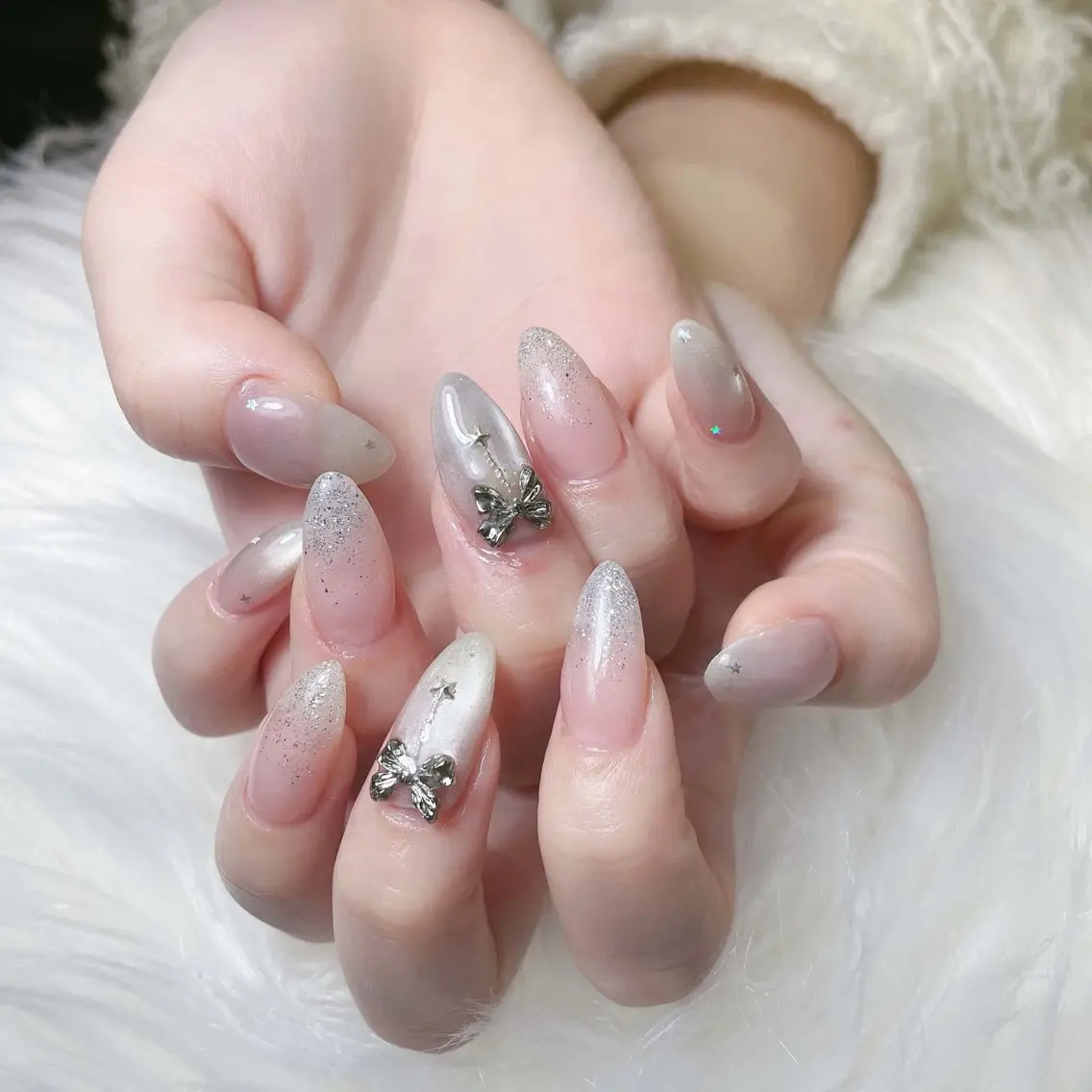 ネイル 長さ出し フレンチネイル グラデーション 韓国ネイル マグネットネイル ハンドネイル Lannie nailのネイルデザイン