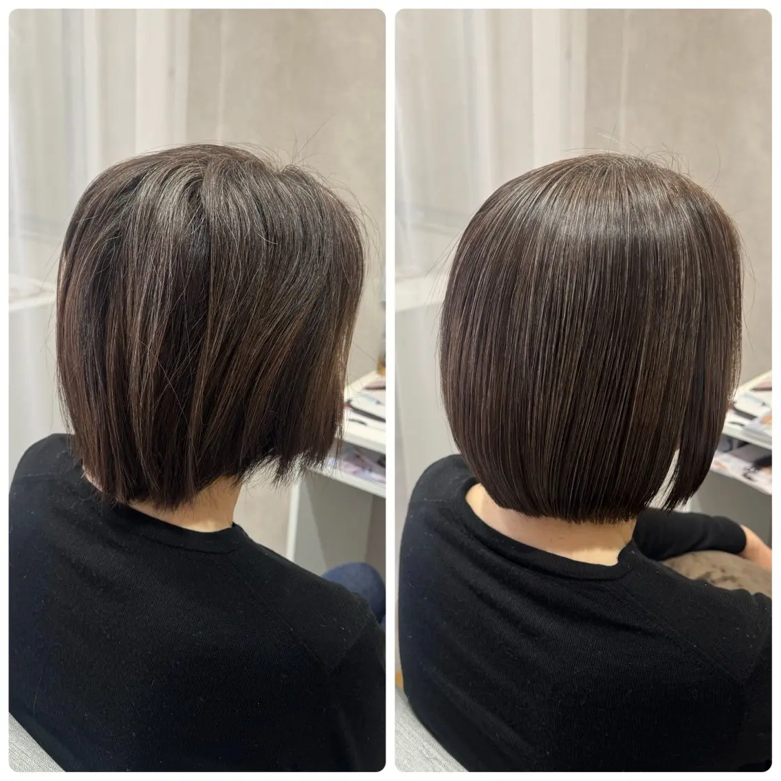 ショート カット 縮毛矯正 トリートメント 艶髪/白髪ぼかし ヘッドスパ/大野結菜のヘアスタイル