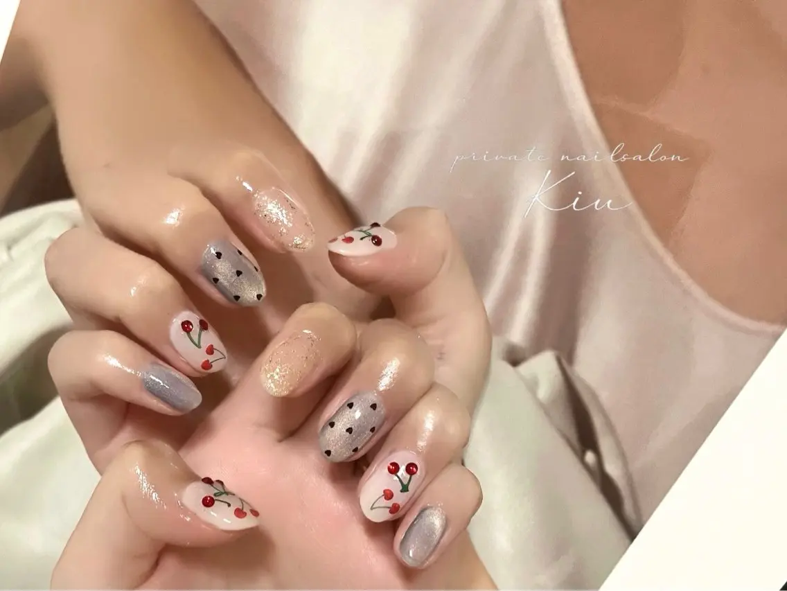 ネイル ジェルネイル ミラーネイル ニュアンスネイル オフィスネイル ショートネイル kiu nailsalonのネイルデザイン