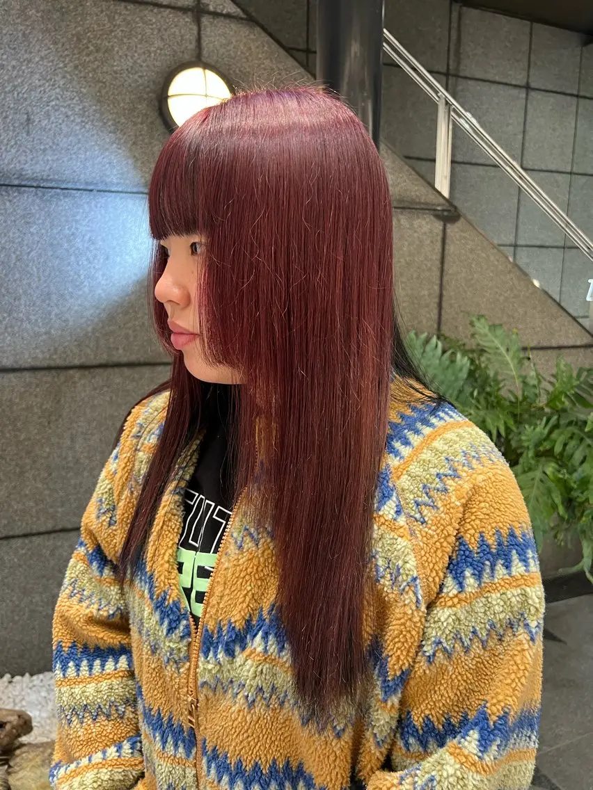ロング カラー レッドカラー 酸性ストレート人気 No,1/カスミ🩰のヘアスタイル