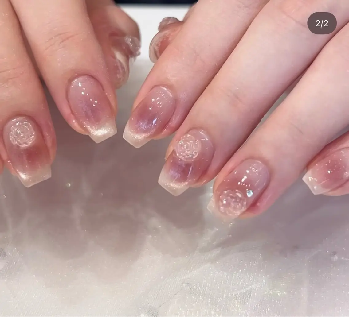 ネイル アートネイル オーロラネイル チークネイル 長さ出し フットネイル ハンドネイル Blossom nail_研修のネイルデザイン