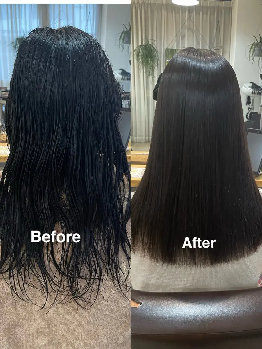 セミロング カット 縮毛矯正 トリートメント ミルクティー× グレージュMOMOのヘアスタイル