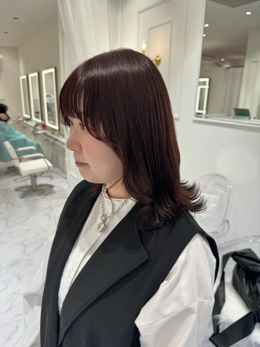 セミロング カラー ヘアカラー ParveMix🍀 藤原愛未のヘアスタイル