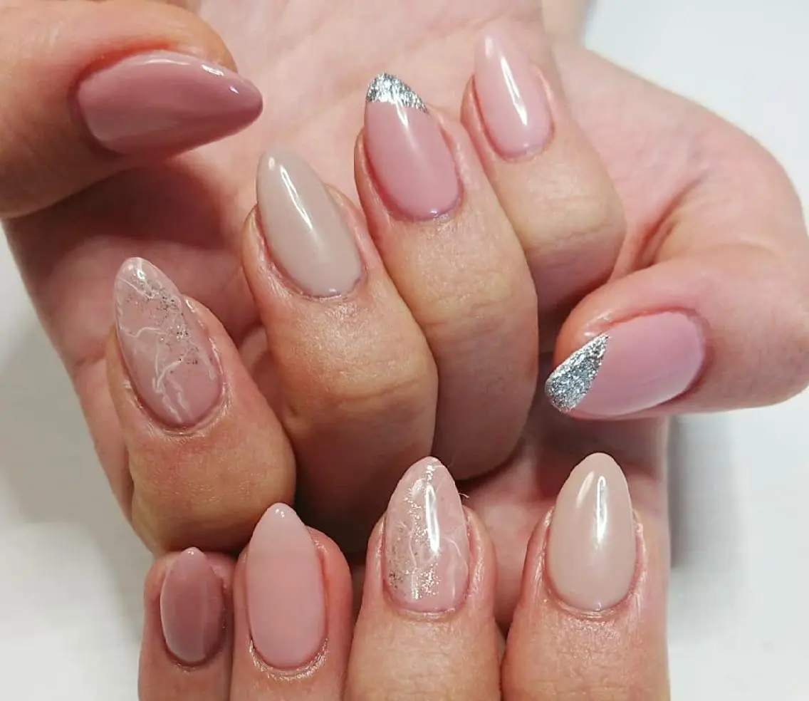 ネイル 大理石ネイル(マーブル) ピンク ハンドネイル Lilith Nailのネイルデザイン