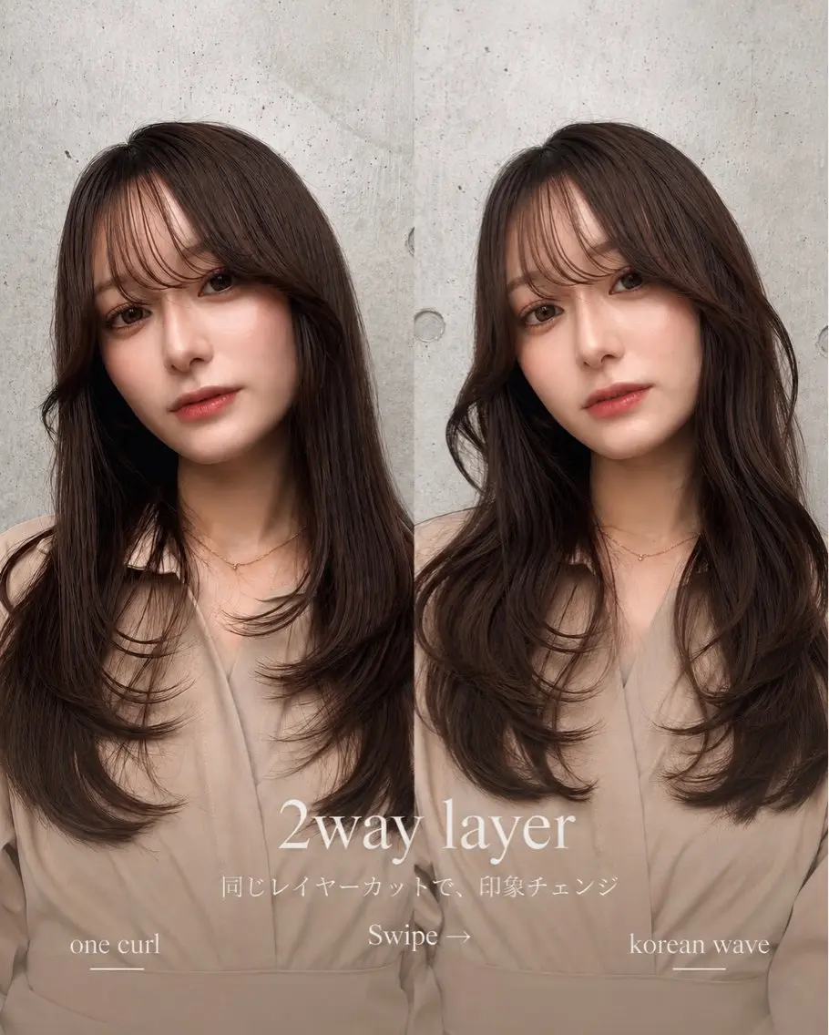 セミロング カラー ヘアアレンジ くびれヘア ハッシュカット 韓国風ヘア レイヤーカット 小顔カット カット ヘアカラー トリートメント 🌫️大人韓国ヘア 🌫️naoyaのヘアスタイル