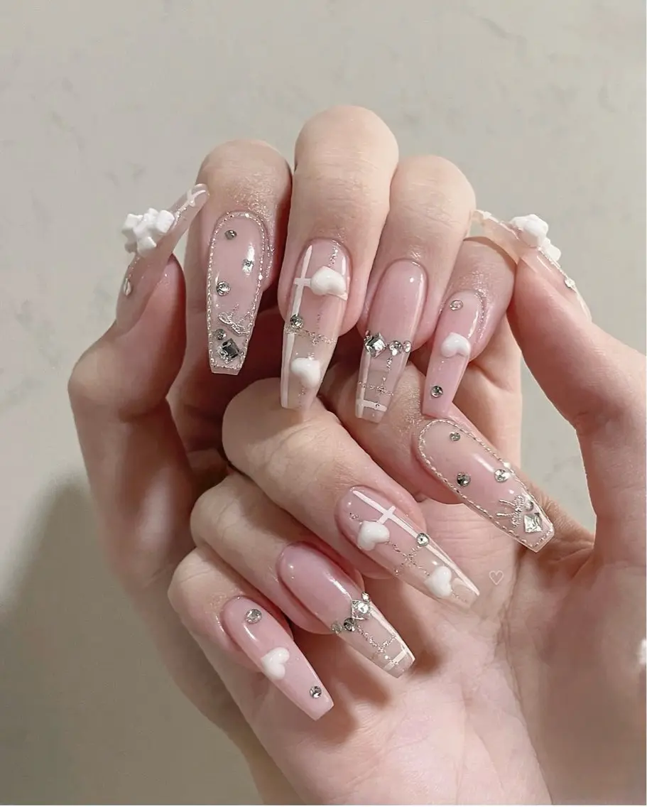 ネイル アートネイル ジェルネイル ガーリー キラキラネイル Nihonthy Nail 新宿のネイルデザイン