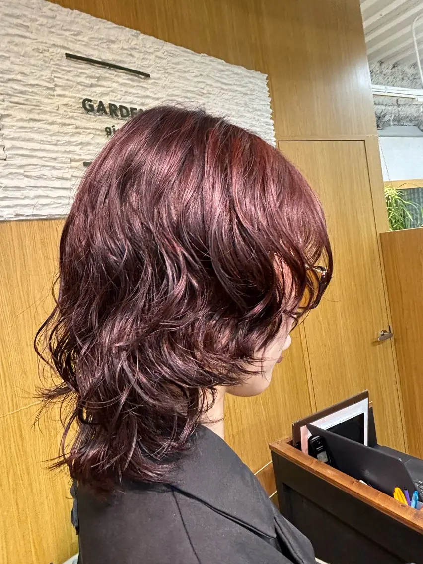 パーマ ウルフカット カット パーマ トリートメント ボブ/ミディアム 親しみやすさ/さくらのヘアスタイル