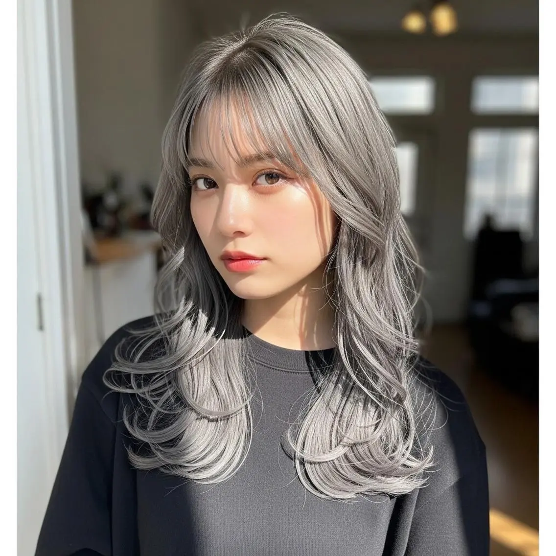 パーマ カラー ロング ショートボブ バレイヤージュ ミストバング フェイスフレーミング グレージュ HAYATE/ メンズ/パーマのヘアスタイル