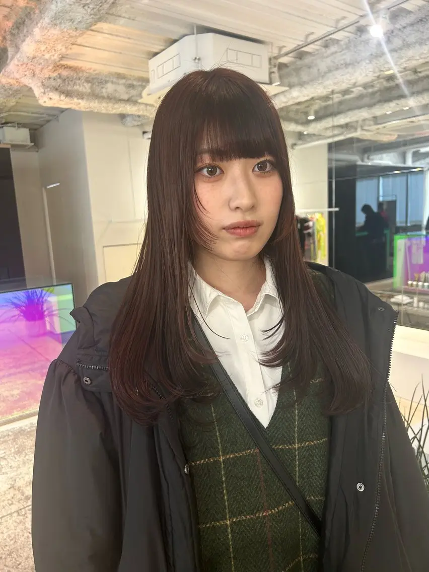 ロング 顔周りカット レイヤーカット ウルフカット カット 宇佐美佳／美髪 ストレート/縮毛矯正のヘアスタイル