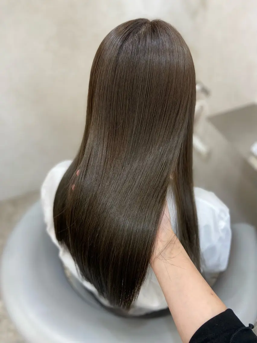 ロング パーマ カット ヘアカラー トリートメント 新宿/韓国ヘア 中明度カラー/かやのヘアスタイル