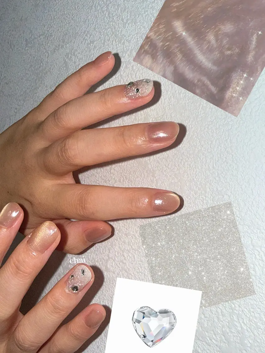 ネイル ハート 韓国ネイル マグネットネイル ミラーネイル シンプルネイル ハンドネイル chai nail + eye📍鶴橋のネイルデザイン