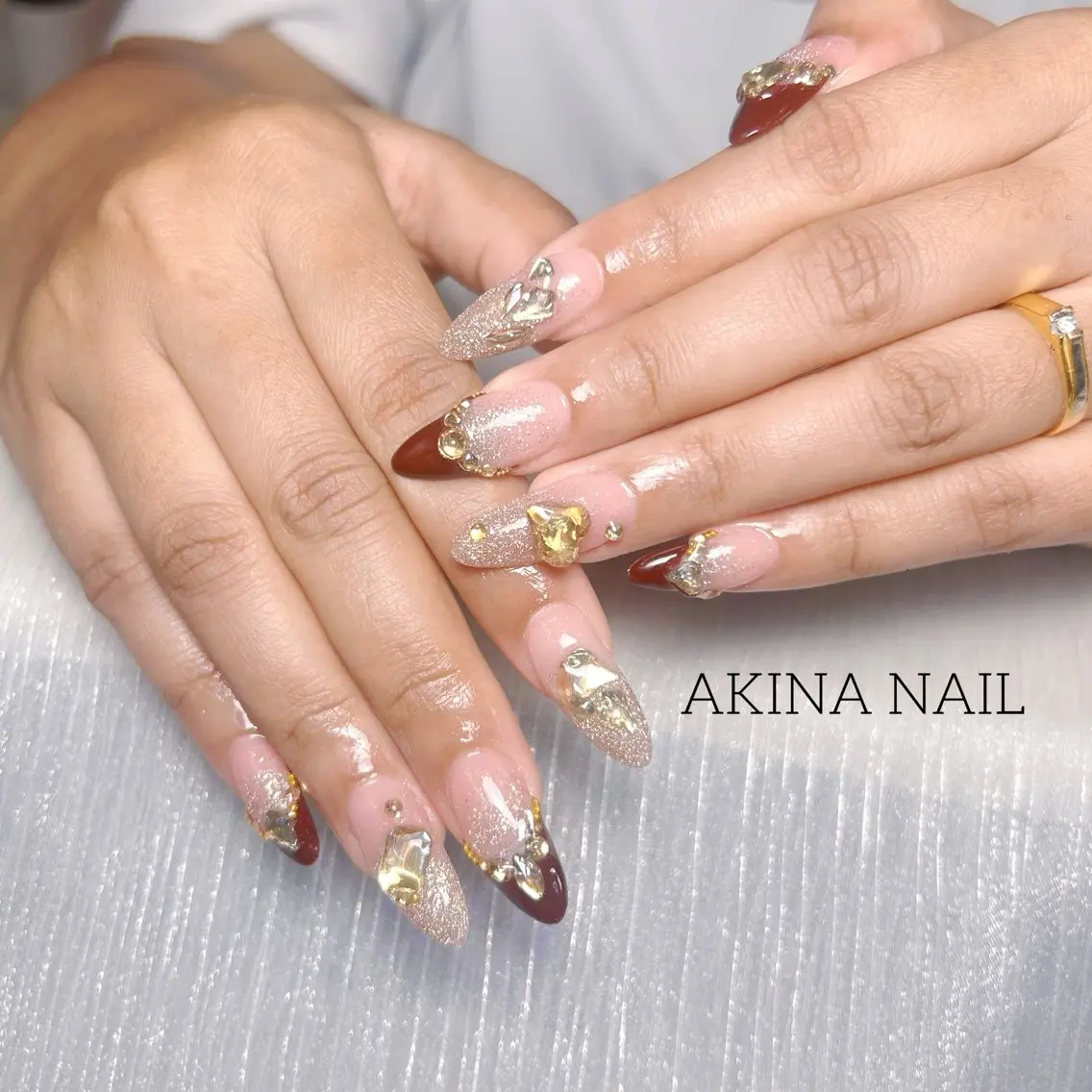 セミロング 韓国風ヘア ハンドネイル Akina Nail 亀戸のネイルデザイン