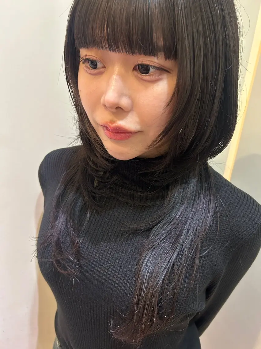 ロング カラー ブリーチ ケアカラー 透明感カラー ハッシュカット ウルフカット カット 久木原 ゆりのヘアスタイル