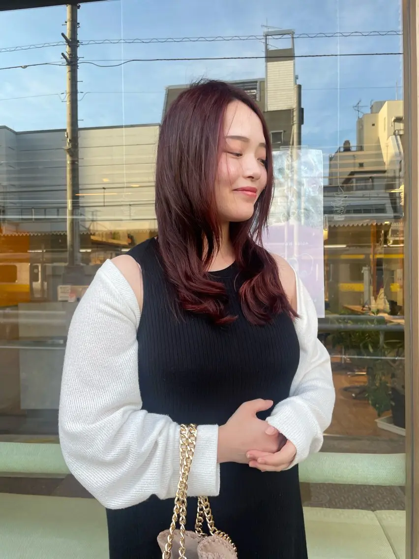 ロング カラー レッドカラー ヘアカラー トリートメント 髪質改善/Bloss om🌷高橋沙衣のヘアスタイル