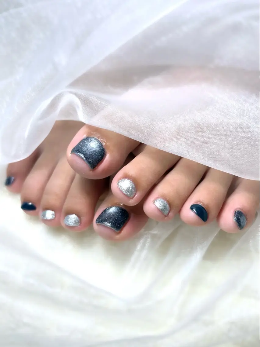ネイル フラッシュネイル マグネットネイル ワンカラーネイル フットネイル nailsalon Ecliaのネイルデザイン