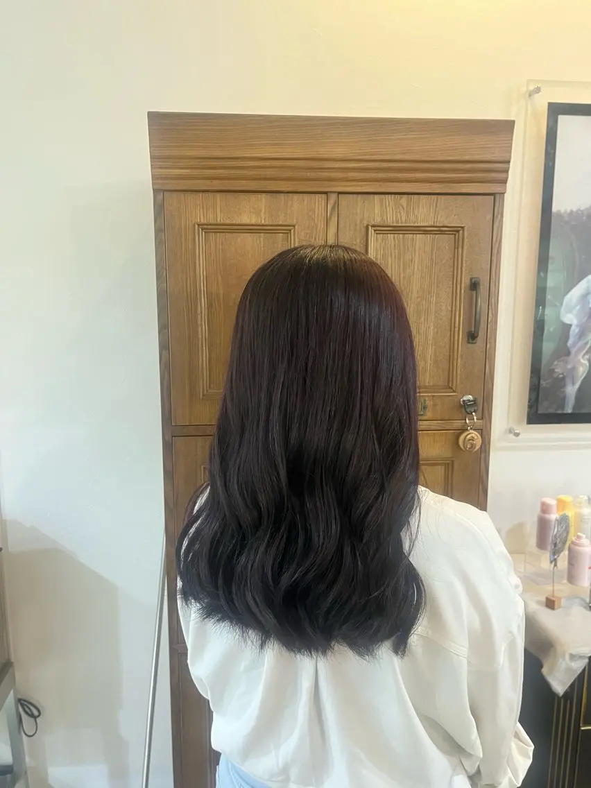 ミディアム カラー ラベンダーカラー ラベンダーピンク ピンクカラー 田中 こころのヘアスタイル