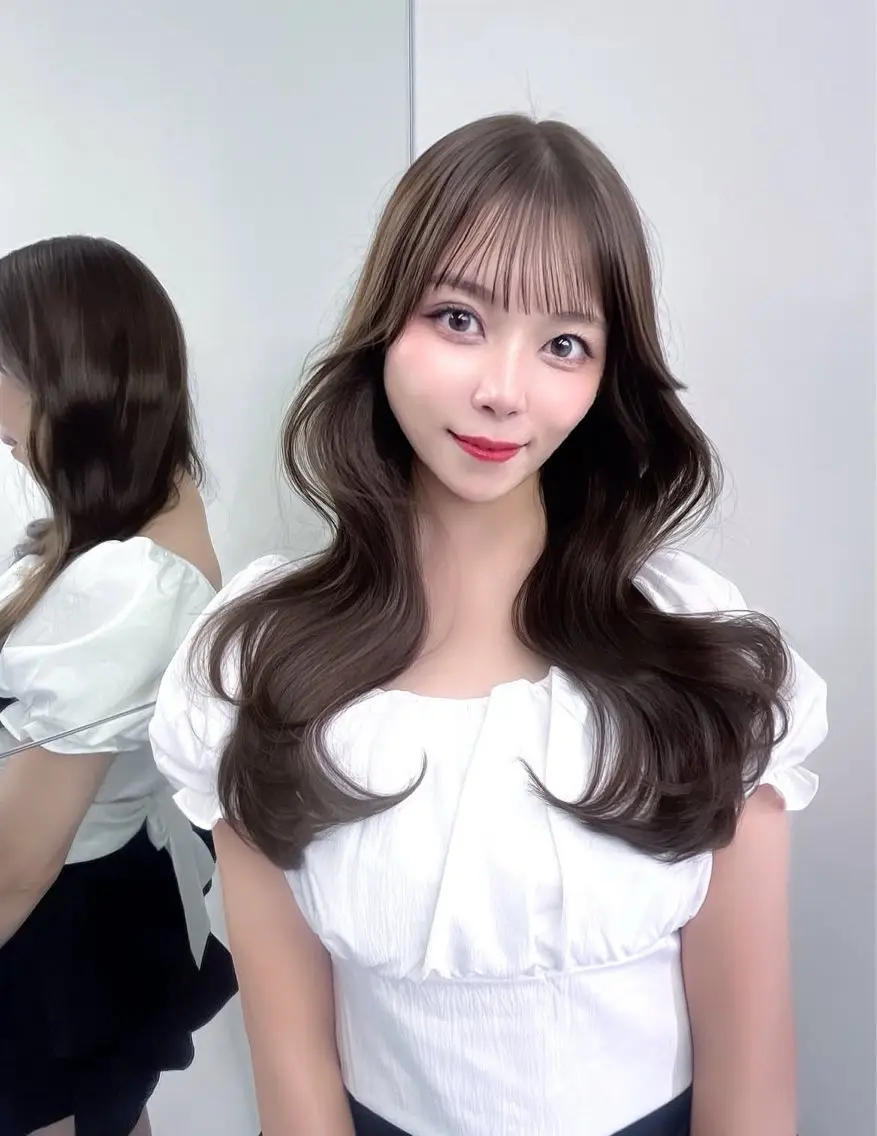 ロング カラー ヘアアレンジ レイヤー/髪質改善 縮毛/ハッシュカットのヘアスタイル