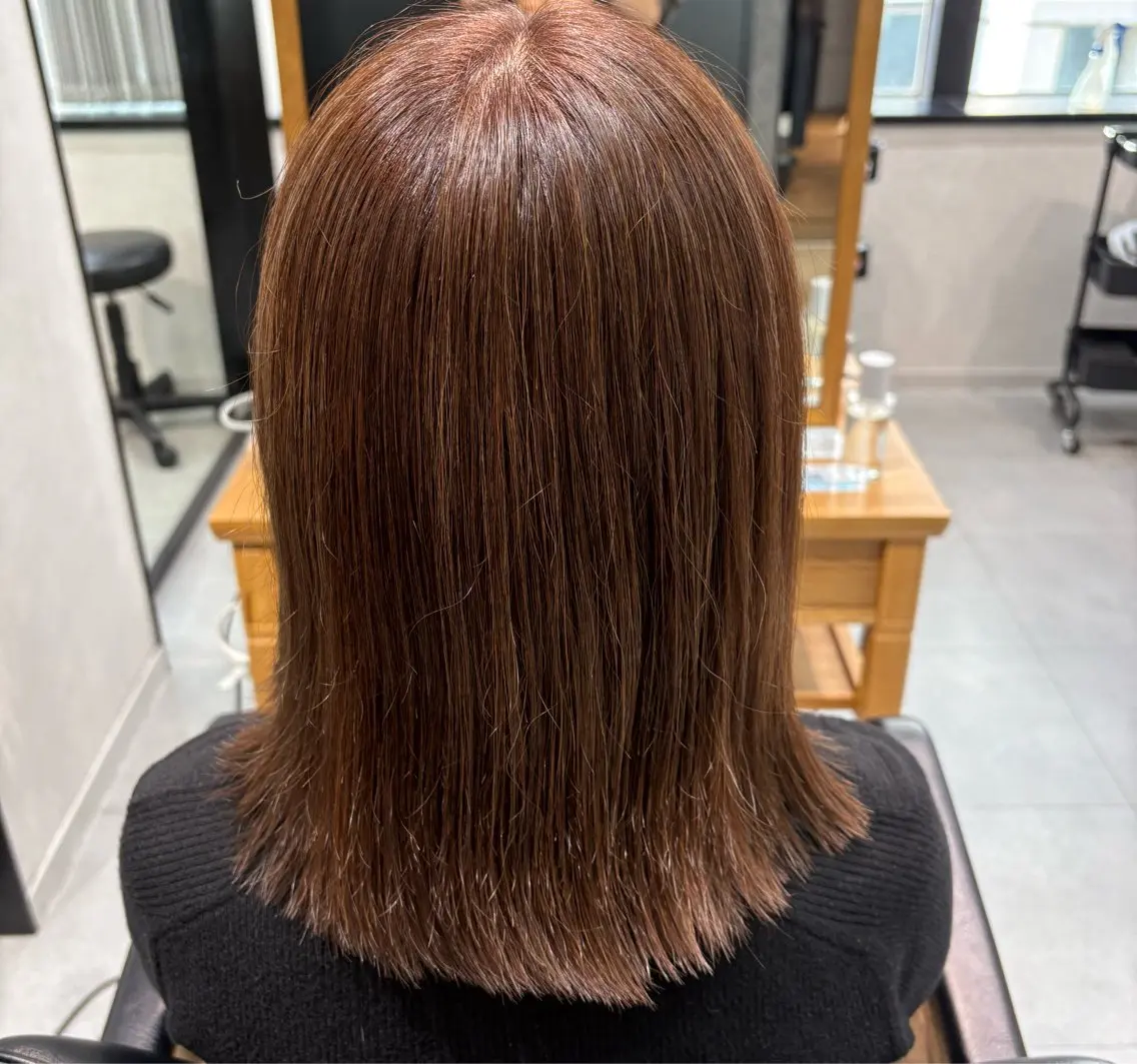ミディアム ハイライト 髪質改善 縮毛矯正 トリートメント 酸熱トリートメント ヘアカラー カラーモデル募集 ✨🤍モモハ🤍✨のヘアスタイル