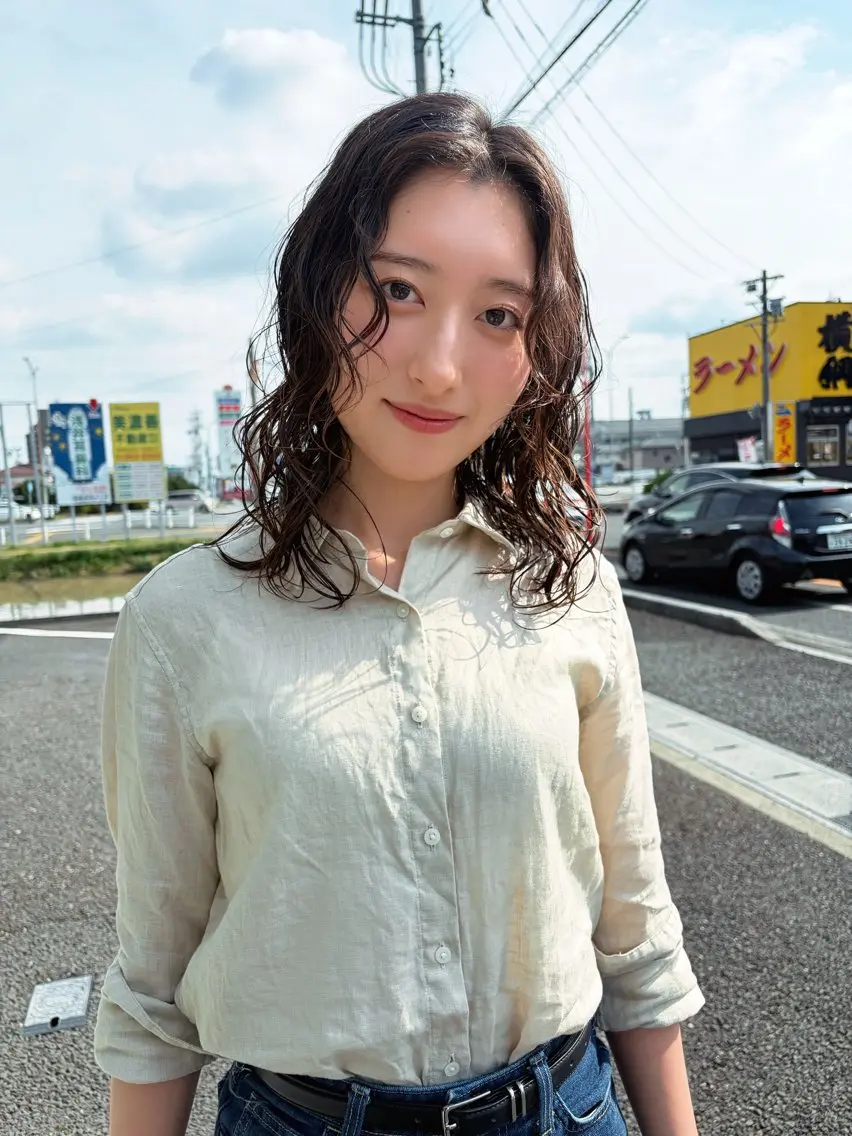 セミロング パーマ カット パーマ eim AYUKAのヘアスタイル