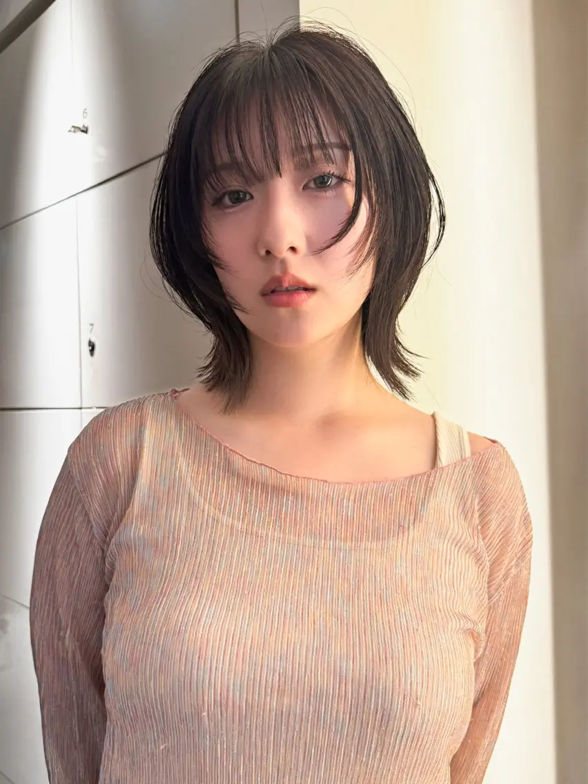 ミディアム カラー ボブレイヤー ボブ レイヤーカット モデル募集/山田蓮/ レイヤーボブのヘアスタイル