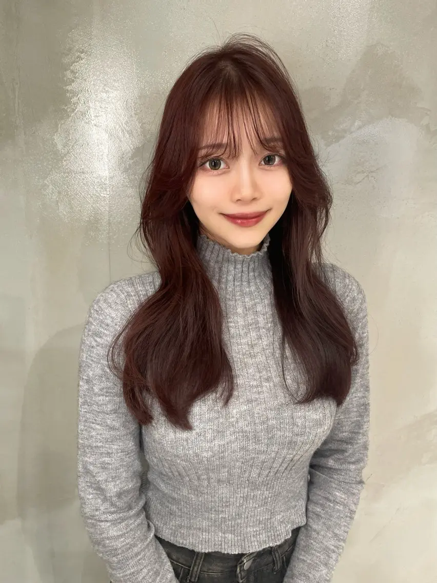 ロング カット パーマ 韓国✖️網紅🖤 パーマYURIYAのヘアスタイル