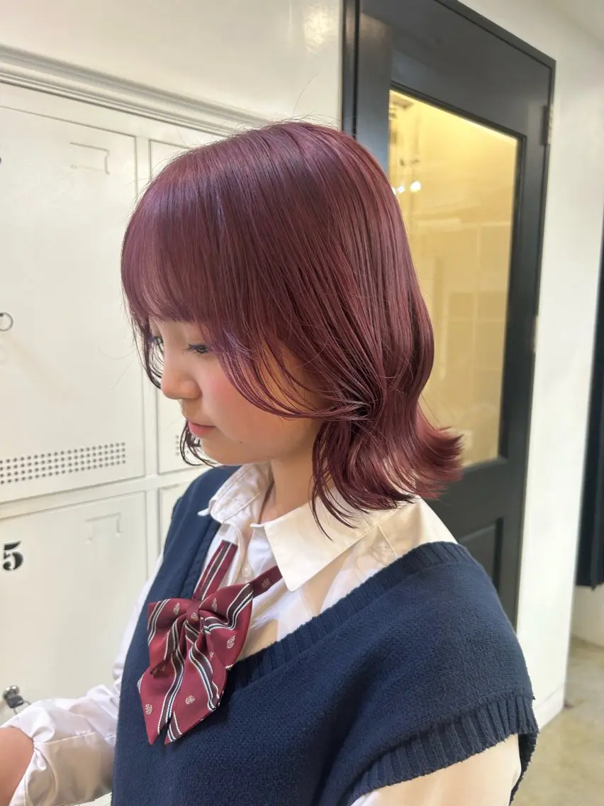ミディアム カラー 🌷ラベンダーピンク 顔まわり🌷ねいろのヘアスタイル
